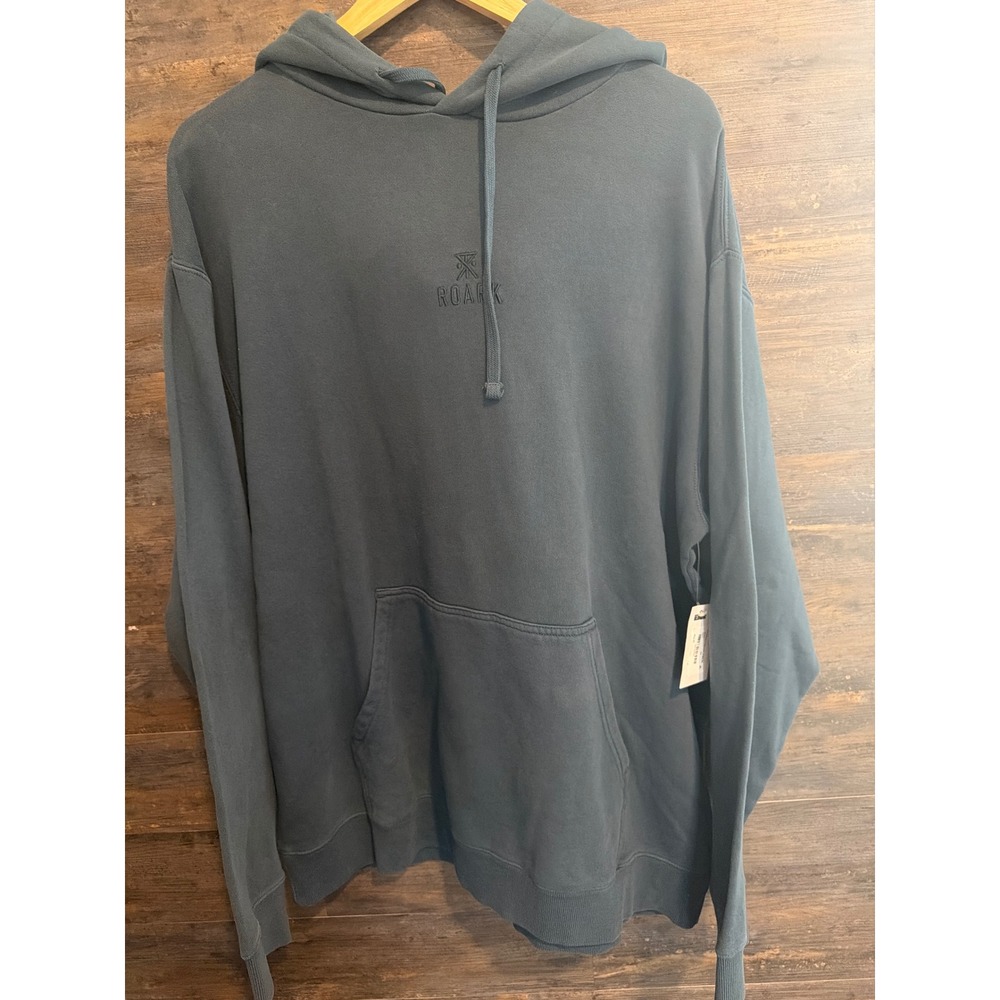 Roark Revival Mens XL Blue Green  Cotton Fleece Pullover Logo Hoodie NEW